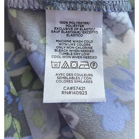 Ann Taylor LOFT Outlet Dress Smocked Bodice Puff Sleeves Gray Blue Large L - Picture 5 of 5